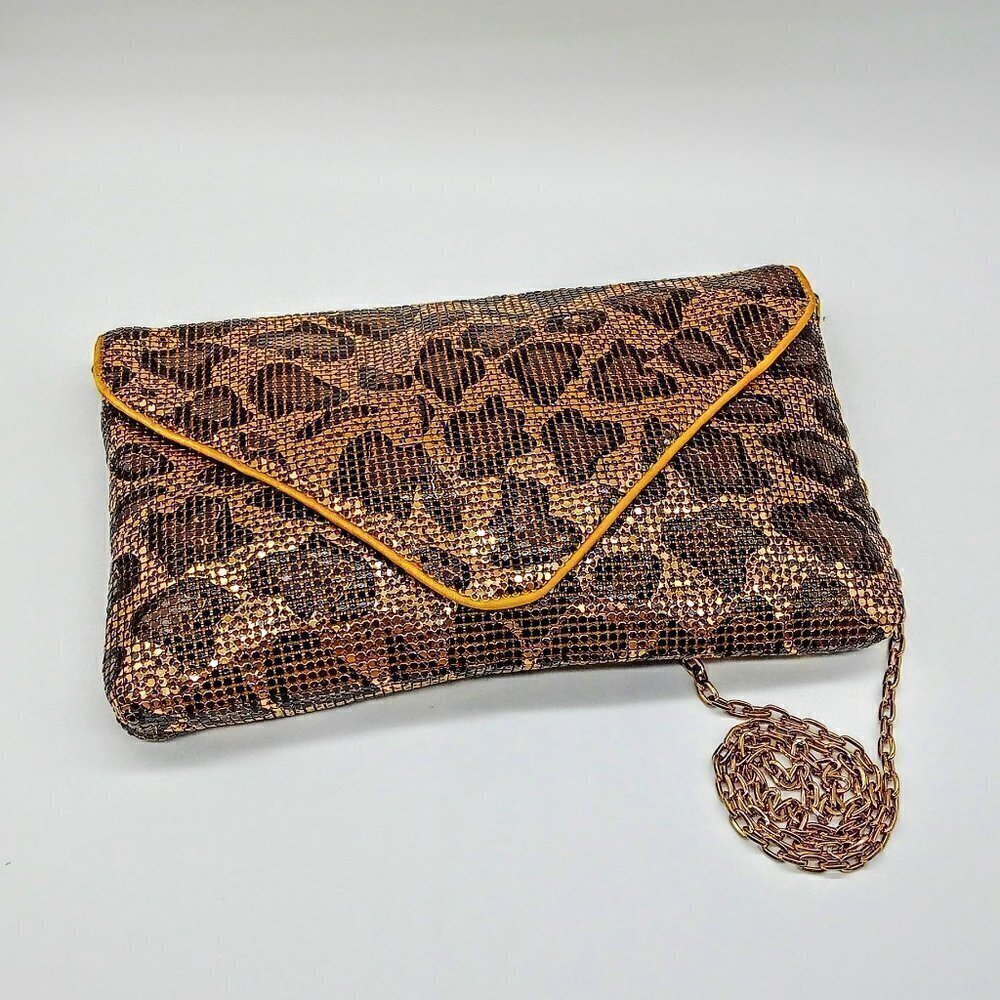 Miss Selfridge Gold Animal Print Mesh Chain Link Strap Bag